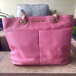 Pink Michael Kors Pebbled Leather Pocket Tote